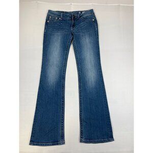 Miss Me Women's Size 30 Bootcut Blue Denim Embroidered Embellished Jeans
